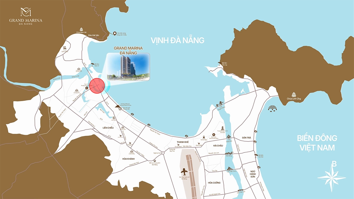Sơ đồ vị trí dự án Grand Marina Đà Nẵng trên đường Nguyễn Tất Thành