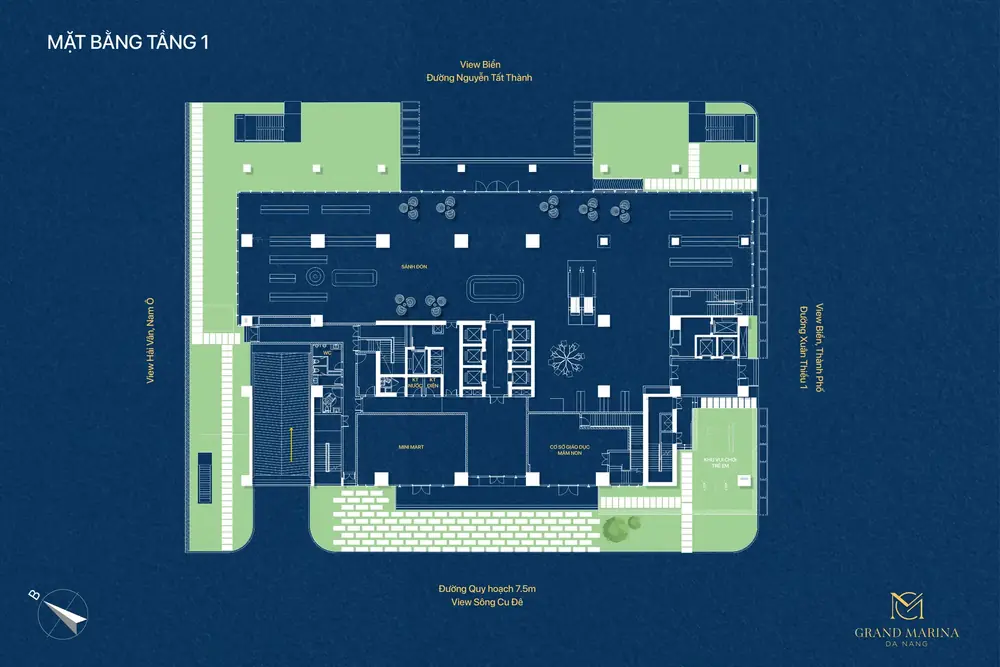 Mặt bằng tầng 1 Grand Marina Danang