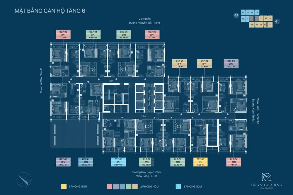Mặt bằng tầng 6 Grand Marina Danang
